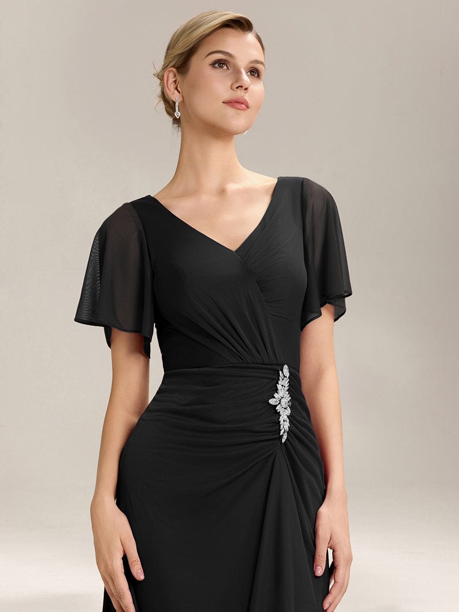 ever MARIEL|Rhinestone Embellished Chiffon Ruffle Sleeve Wedding Guest Dresses