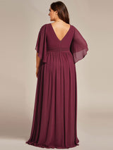 ever ELYAN|Plus Size Chiffon Half Sleeves High Slit Bridesmaid Dress(Final Sale)