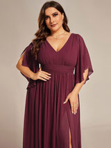 ever ELYAN|Plus Size Chiffon Half Sleeves High Slit Bridesmaid Dress(Final Sale)