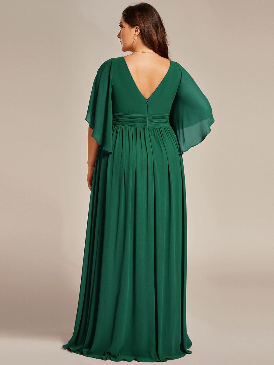 ever ELYAN|Plus Size Chiffon Half Sleeves High Slit Bridesmaid Dress(Final Sale)