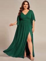 ever ELYAN|Plus Size Chiffon Half Sleeves High Slit Bridesmaid Dress(Final Sale)