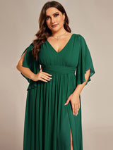 ever ELYAN|Plus Size Chiffon Half Sleeves High Slit Bridesmaid Dress(Final Sale)