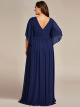 ever ELYAN|Plus Size Chiffon Half Sleeves High Slit Bridesmaid Dress(Final Sale)