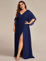 ever ELYAN|Plus Size Chiffon Half Sleeves High Slit Bridesmaid Dress(Final Sale)