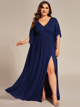 ever ELYAN|Plus Size Chiffon Half Sleeves High Slit Bridesmaid Dress(Final Sale)