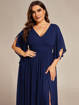 ever ELYAN|Plus Size Chiffon Half Sleeves High Slit Bridesmaid Dress(Final Sale)