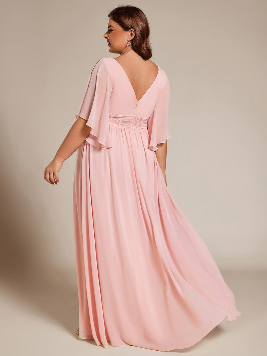 ever ELYAN|Plus Size Chiffon Half Sleeves High Slit Bridesmaid Dress(Final Sale)