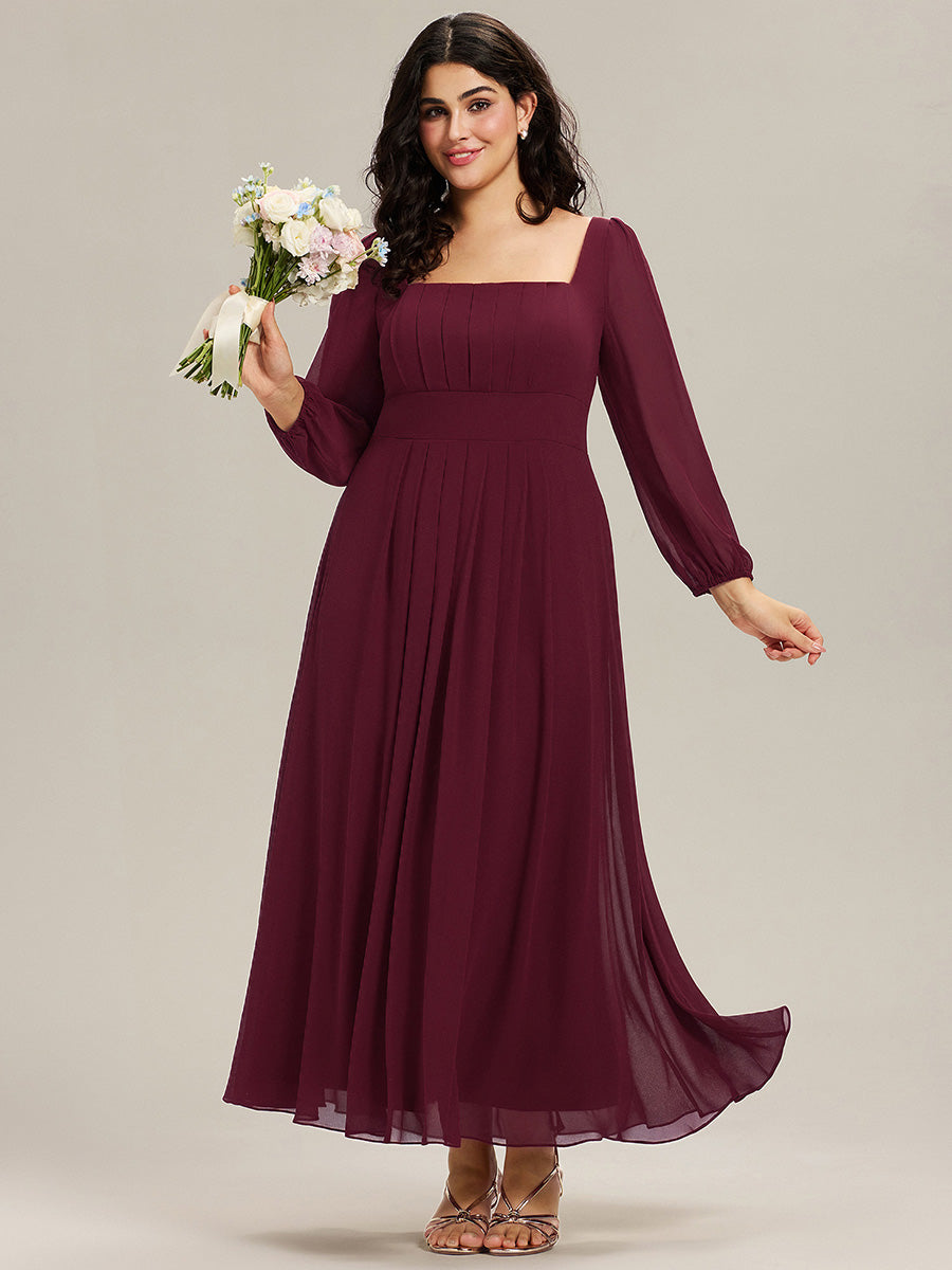 Chiffon Lantern Sleeve Bridesmaid Dress
