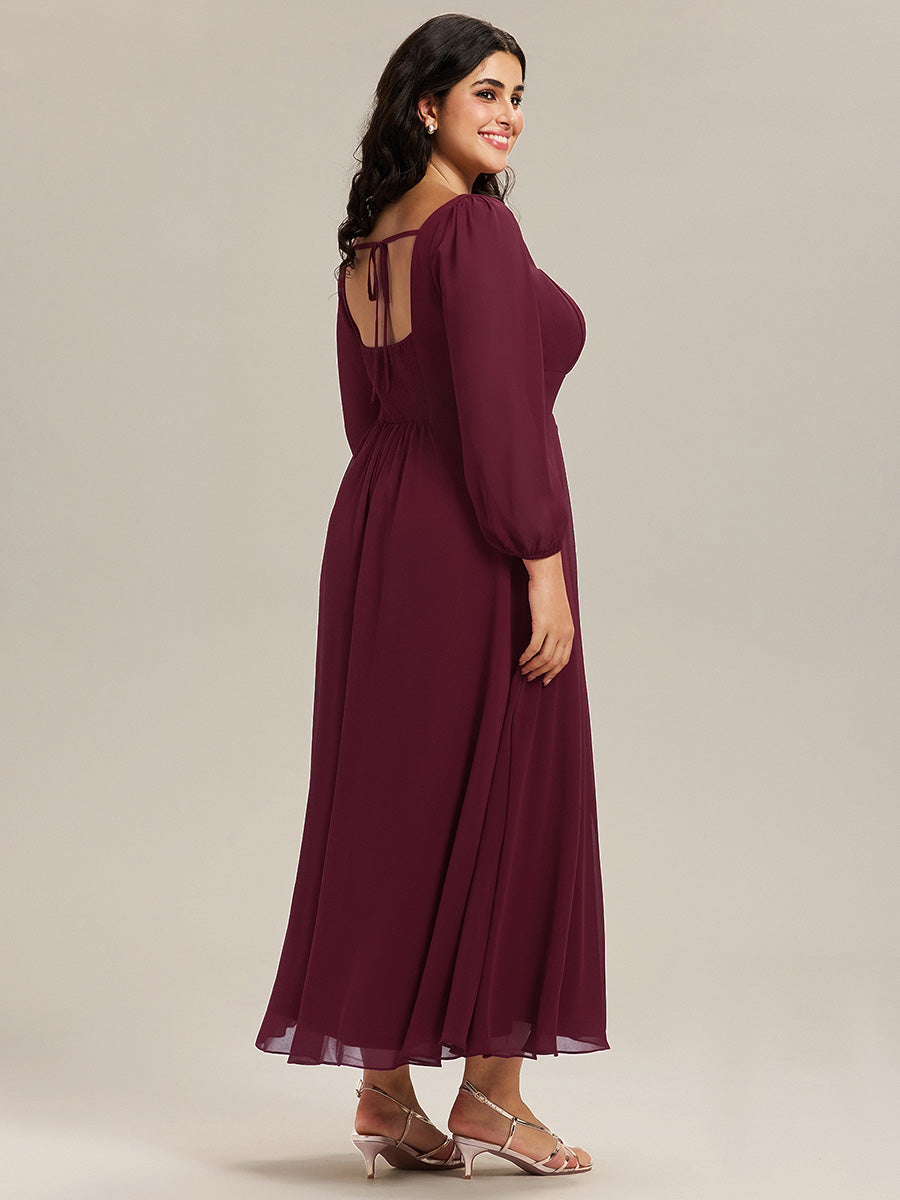 Chiffon Lantern Sleeve Bridesmaid Dress