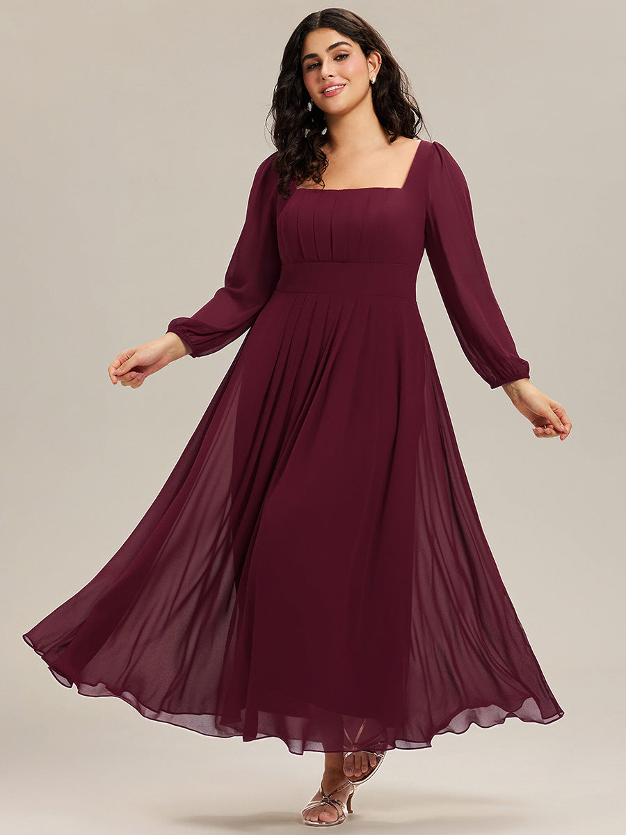 Chiffon Lantern Sleeve Bridesmaid Dress