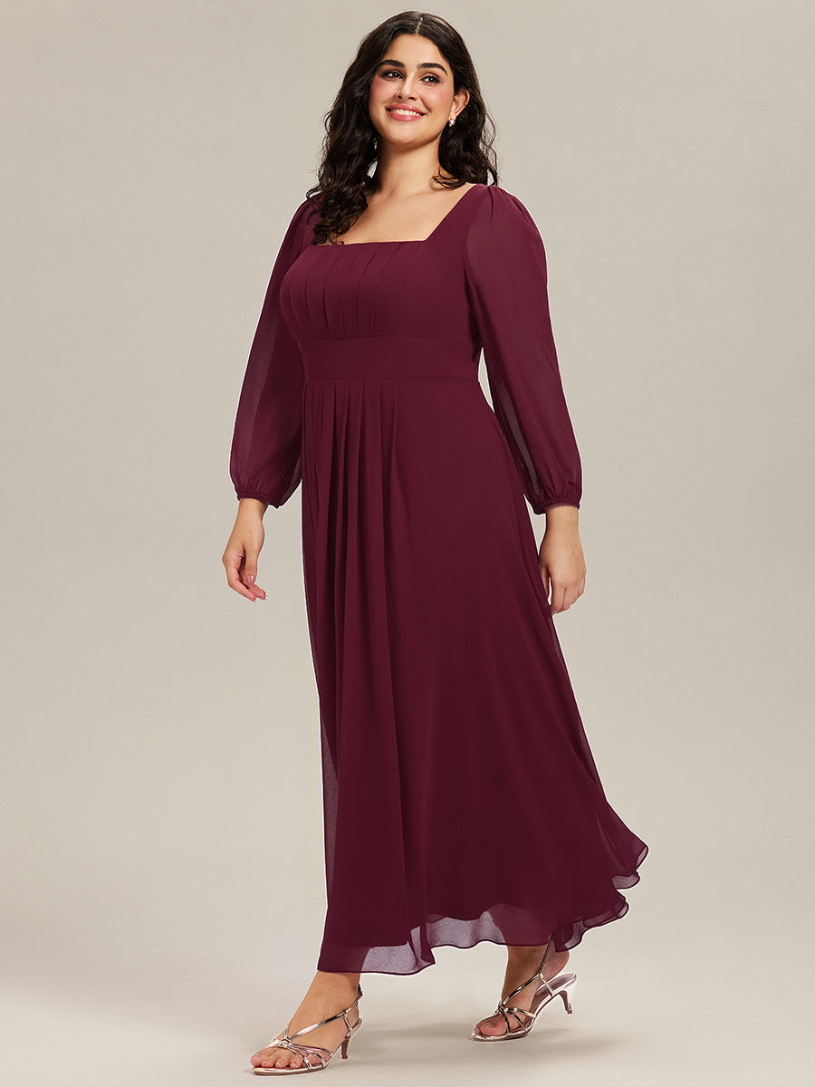 Chiffon Lantern Sleeve Bridesmaid Dress