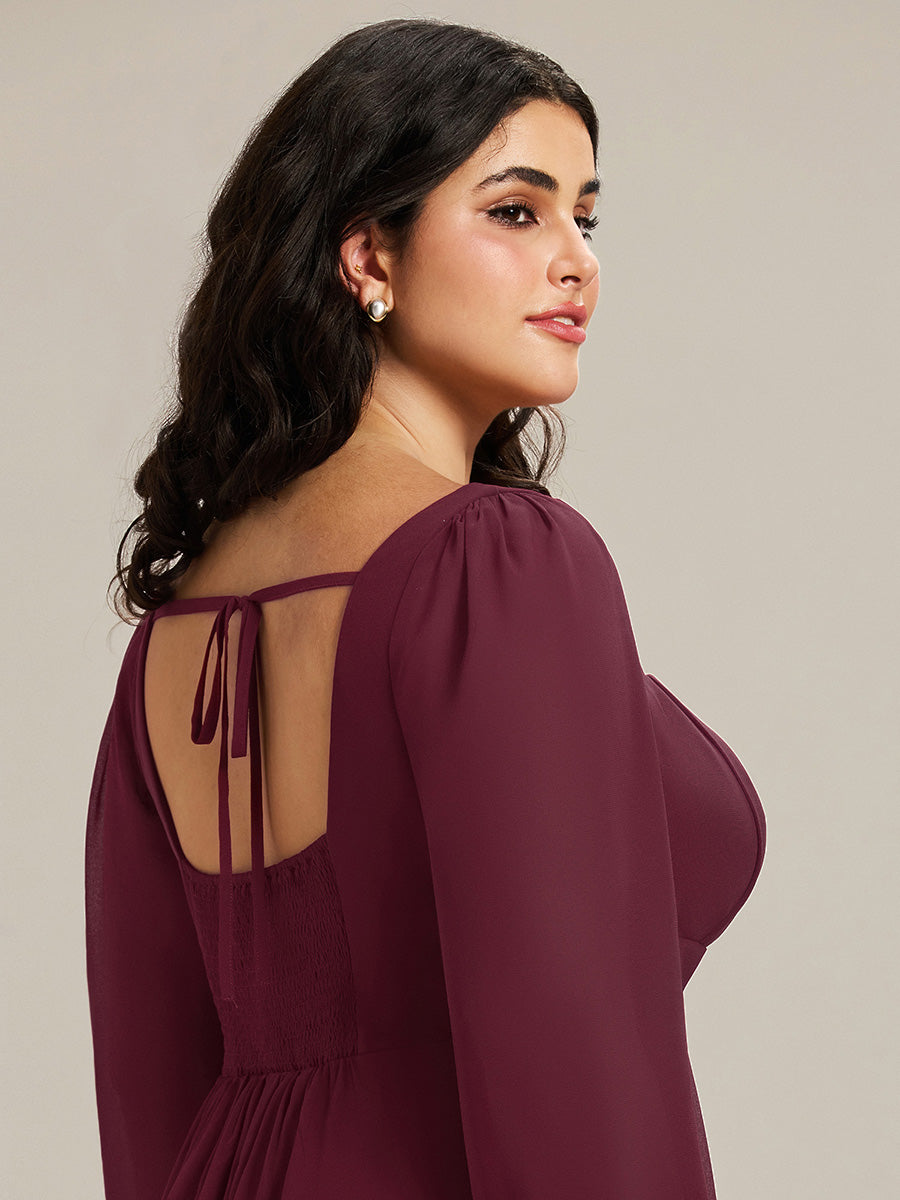 Chiffon Lantern Sleeve Bridesmaid Dress