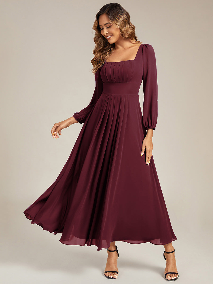 Chiffon Lantern Sleeve Bridesmaid Dress