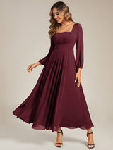 Chiffon Lantern Sleeve Bridesmaid Dress
