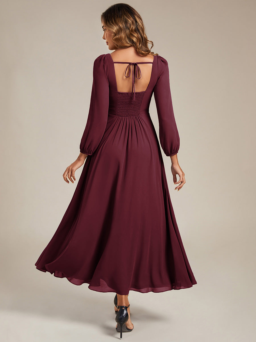 Chiffon Lantern Sleeve Bridesmaid Dress