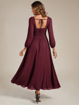 Chiffon Lantern Sleeve Bridesmaid Dress