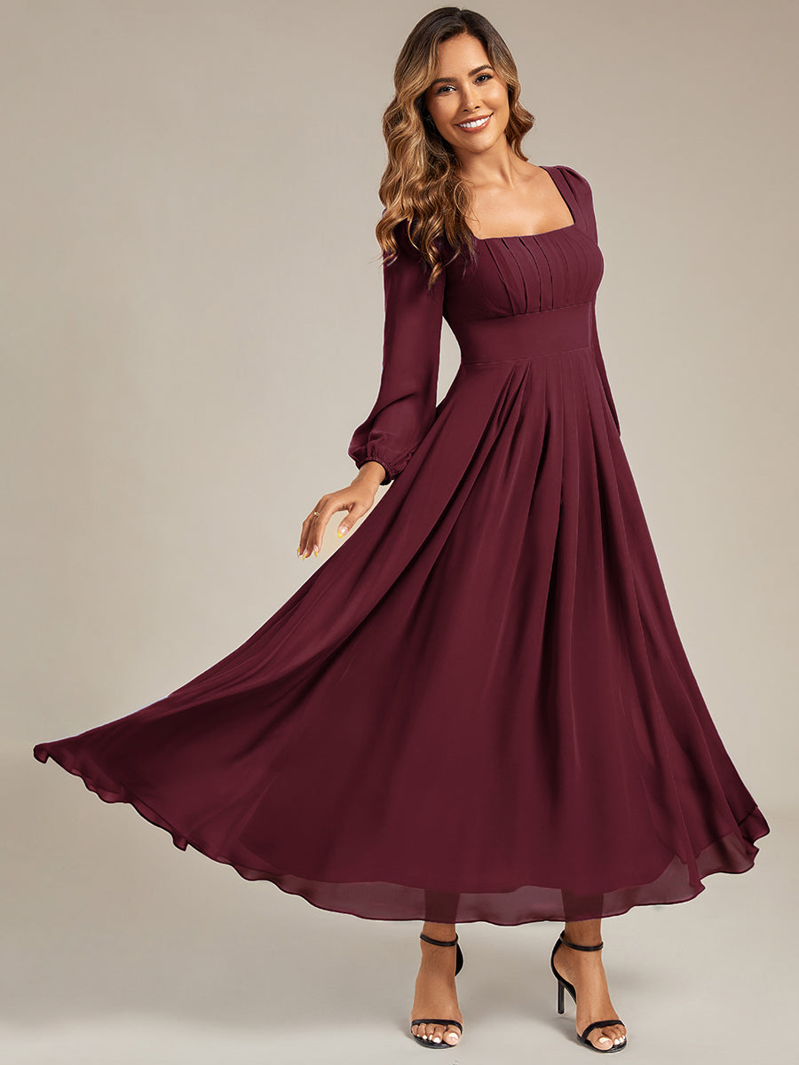 Chiffon Lantern Sleeve Bridesmaid Dress