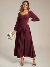 Chiffon Lantern Sleeve Bridesmaid Dress