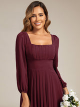 Chiffon Lantern Sleeve Bridesmaid Dress