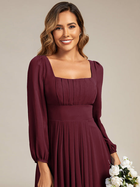 Chiffon Lantern Sleeve Bridesmaid Dress