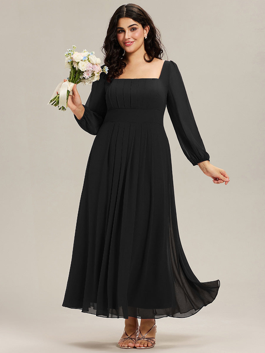 Chiffon Lantern Sleeve Bridesmaid Dress
