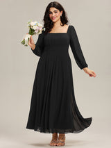 Chiffon Lantern Sleeve Bridesmaid Dress