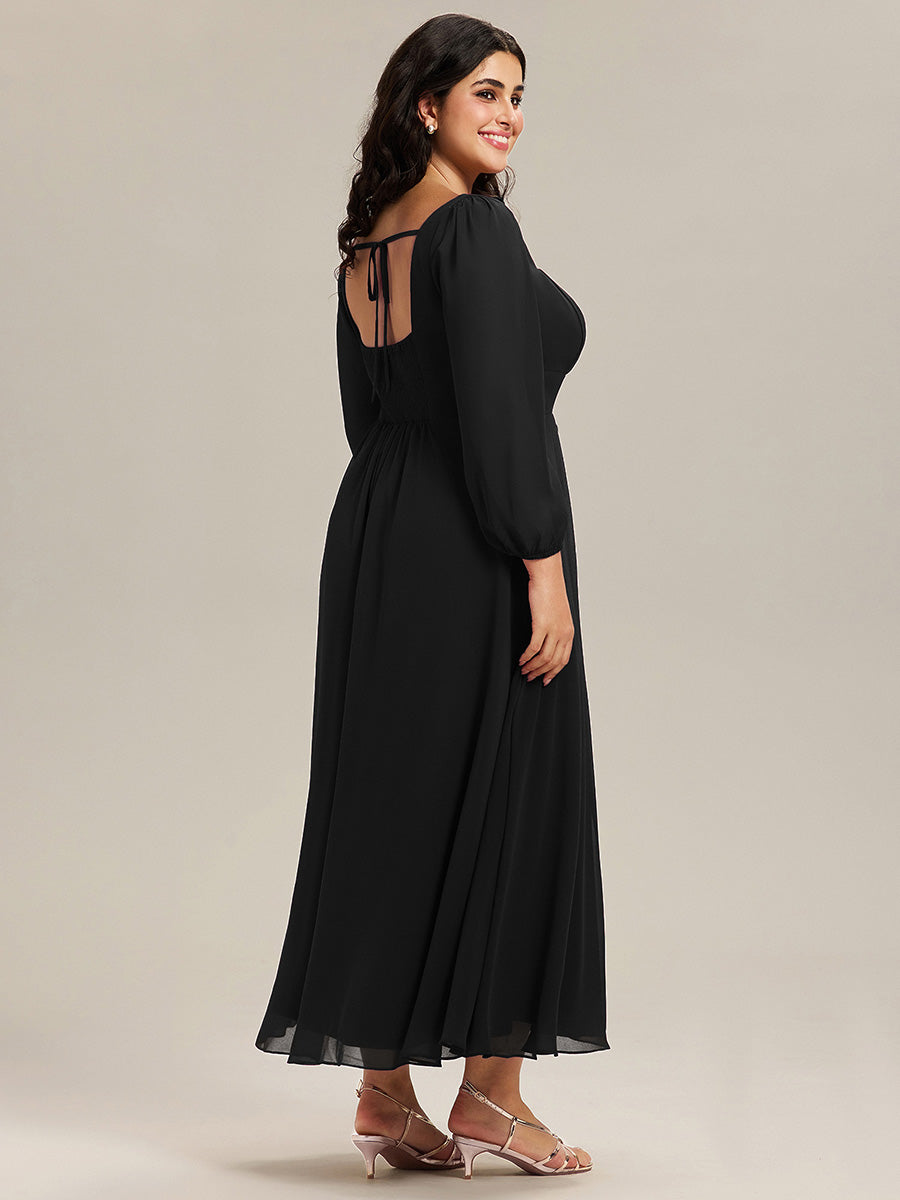 Chiffon Lantern Sleeve Bridesmaid Dress
