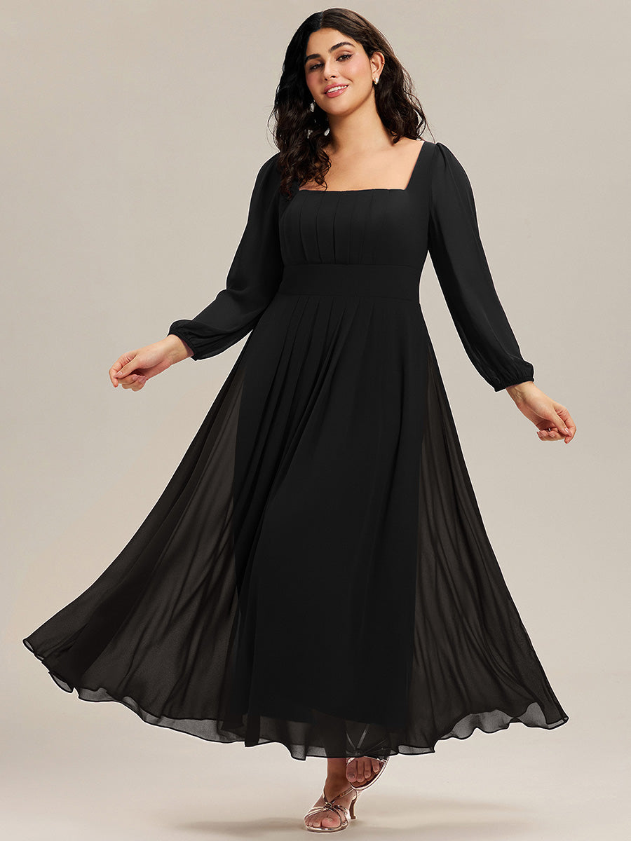 Chiffon Lantern Sleeve Bridesmaid Dress