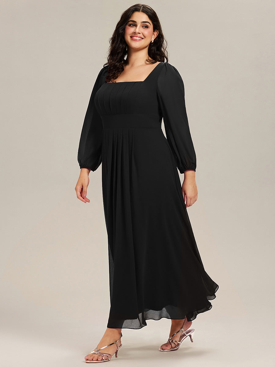 Chiffon Lantern Sleeve Bridesmaid Dress