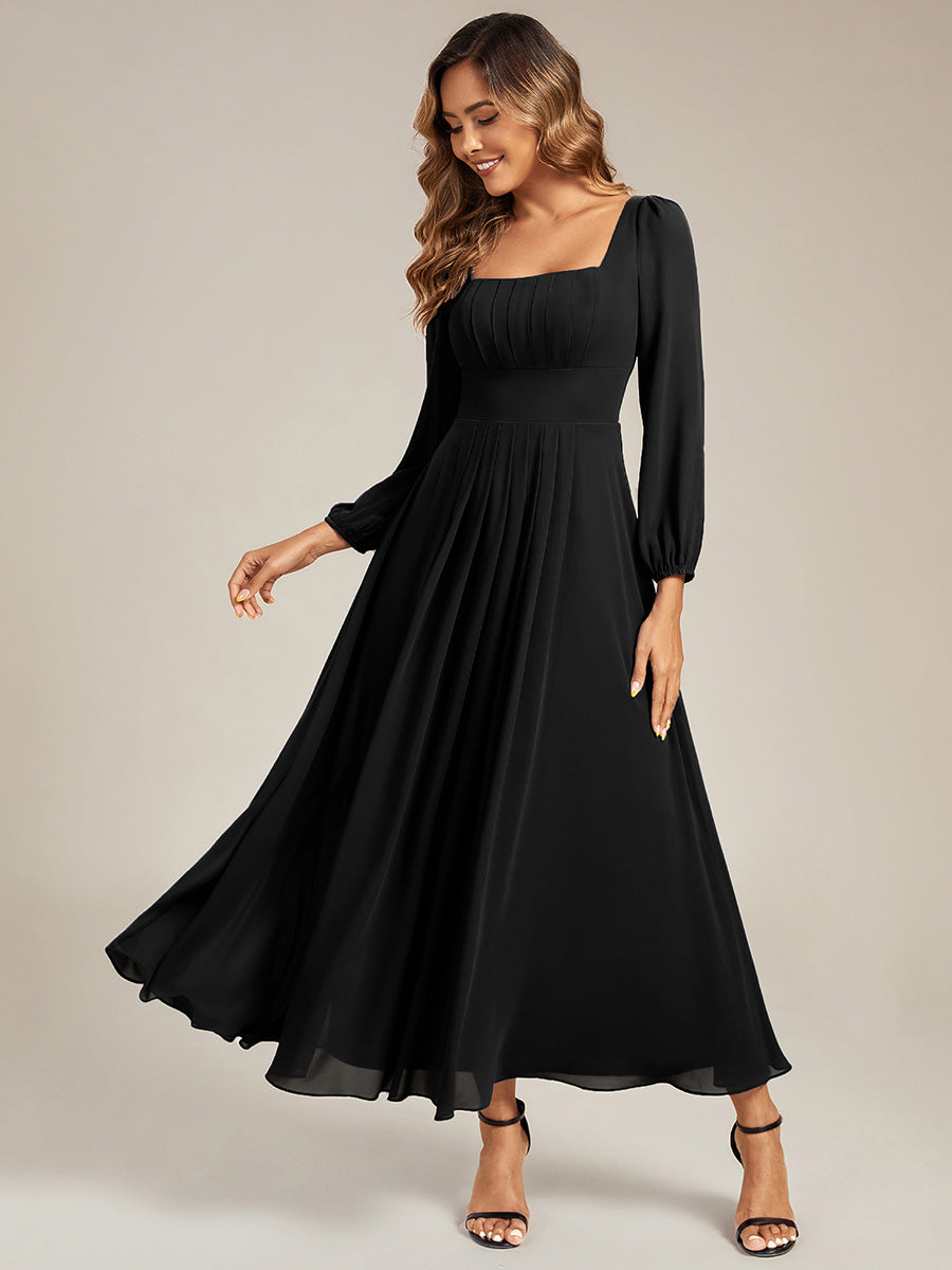 Chiffon Lantern Sleeve Bridesmaid Dress