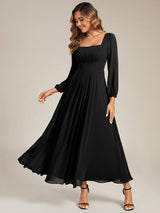 Chiffon Lantern Sleeve Bridesmaid Dress