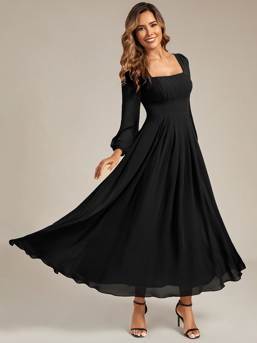 Chiffon Lantern Sleeve Bridesmaid Dress