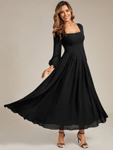 Chiffon Lantern Sleeve Bridesmaid Dress