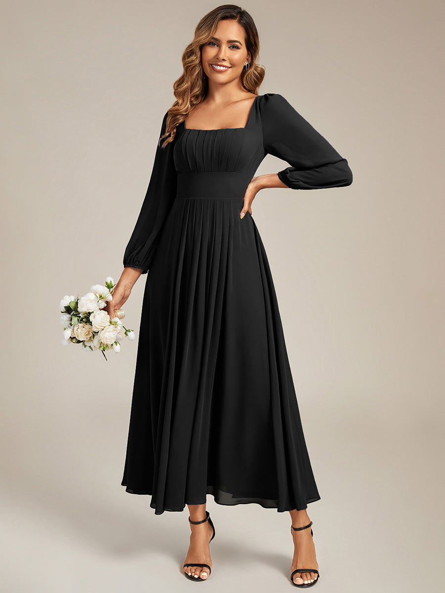 Chiffon Lantern Sleeve Bridesmaid Dress