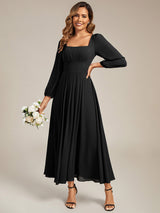 Chiffon Lantern Sleeve Bridesmaid Dress