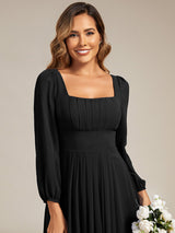 Chiffon Lantern Sleeve Bridesmaid Dress