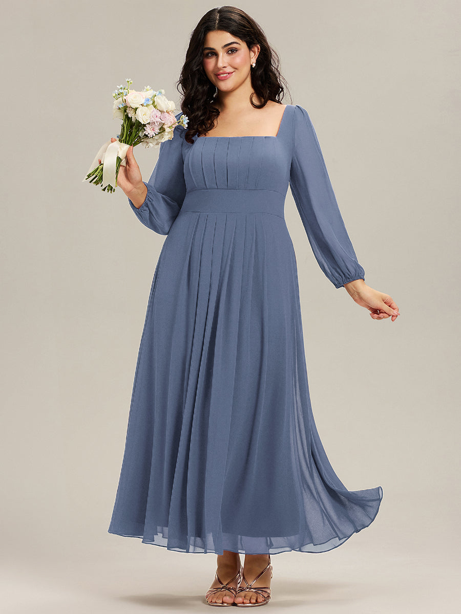 Chiffon Lantern Sleeve Bridesmaid Dress