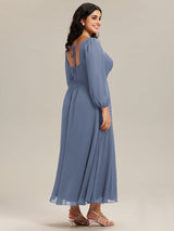 Chiffon Lantern Sleeve Bridesmaid Dress