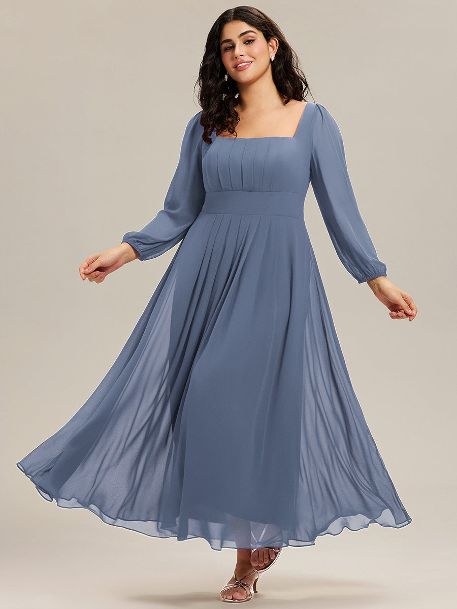 Chiffon Lantern Sleeve Bridesmaid Dress