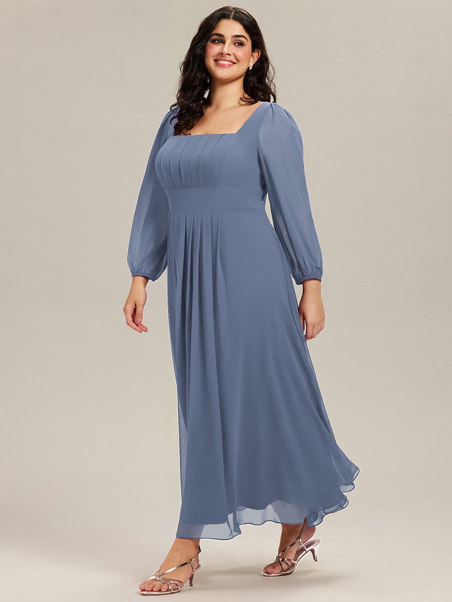 Chiffon Lantern Sleeve Bridesmaid Dress