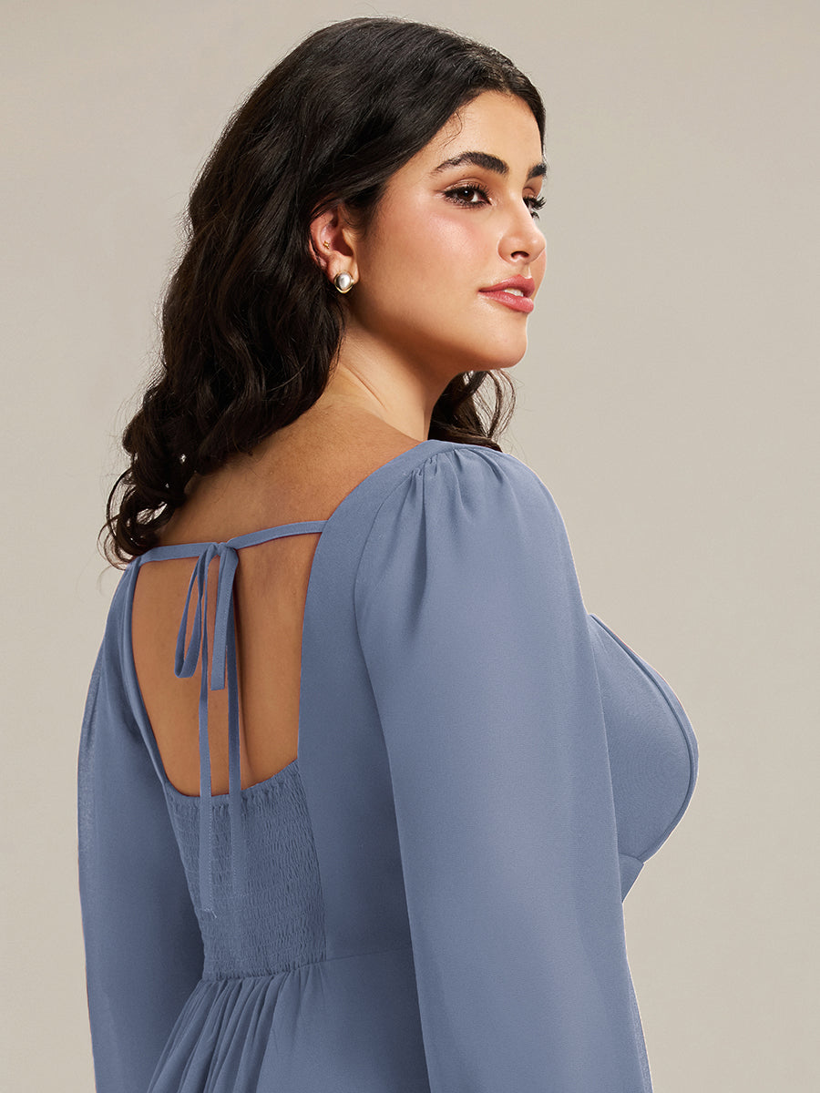 Chiffon Lantern Sleeve Bridesmaid Dress