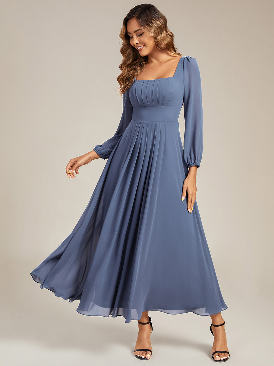 Chiffon Lantern Sleeve Bridesmaid Dress