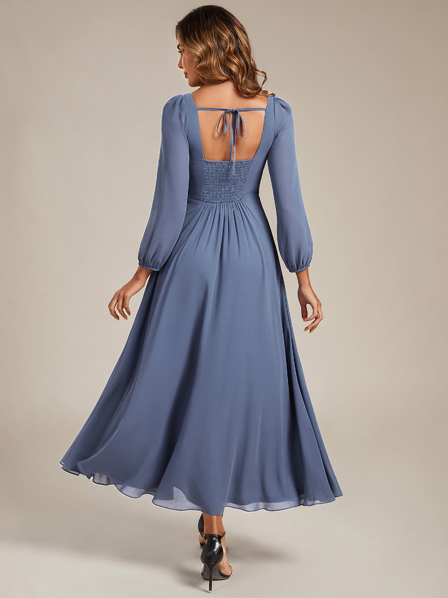 Chiffon Lantern Sleeve Bridesmaid Dress