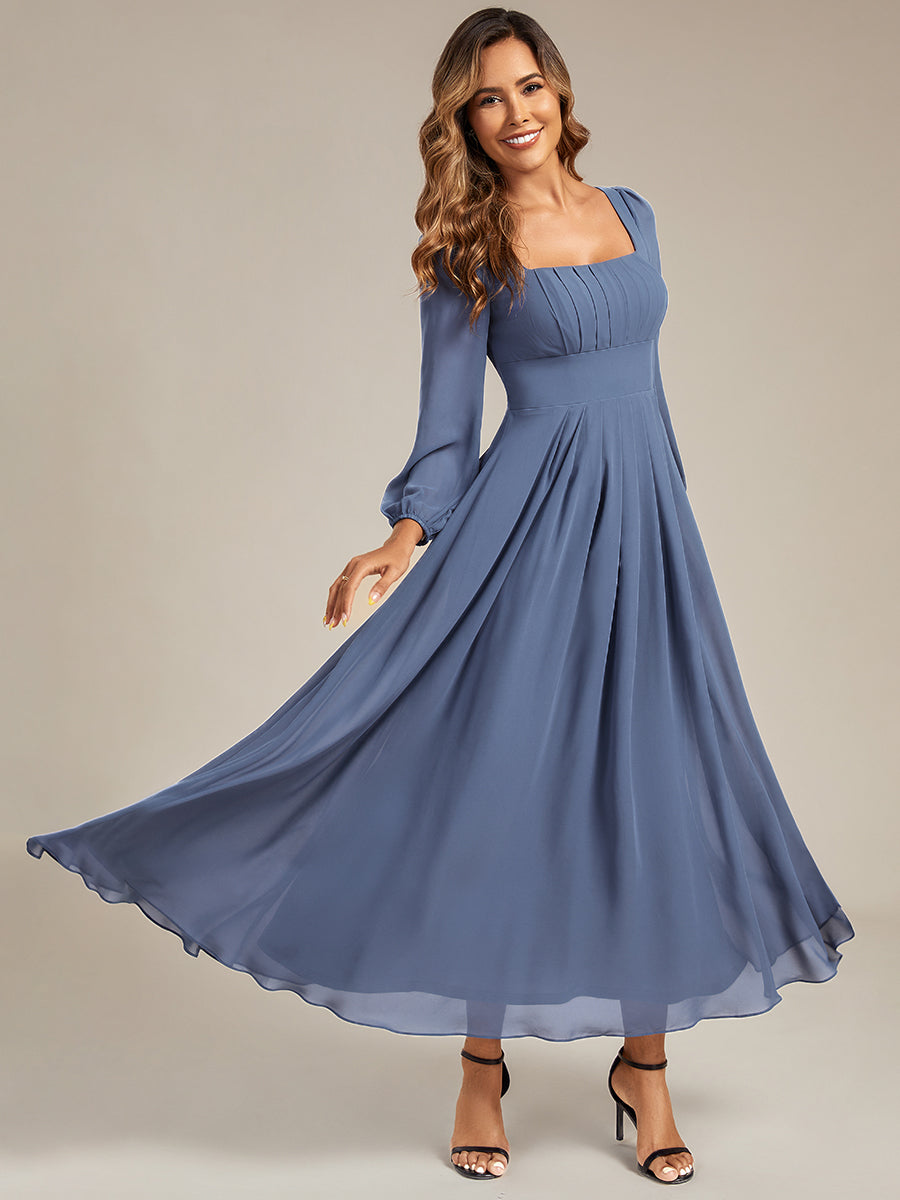 Chiffon Lantern Sleeve Bridesmaid Dress