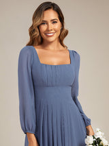 Chiffon Lantern Sleeve Bridesmaid Dress