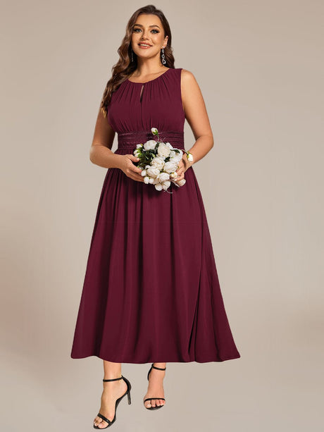 ever LIORAEL|Ruched Chiffon Midi Bridesmaid Dress