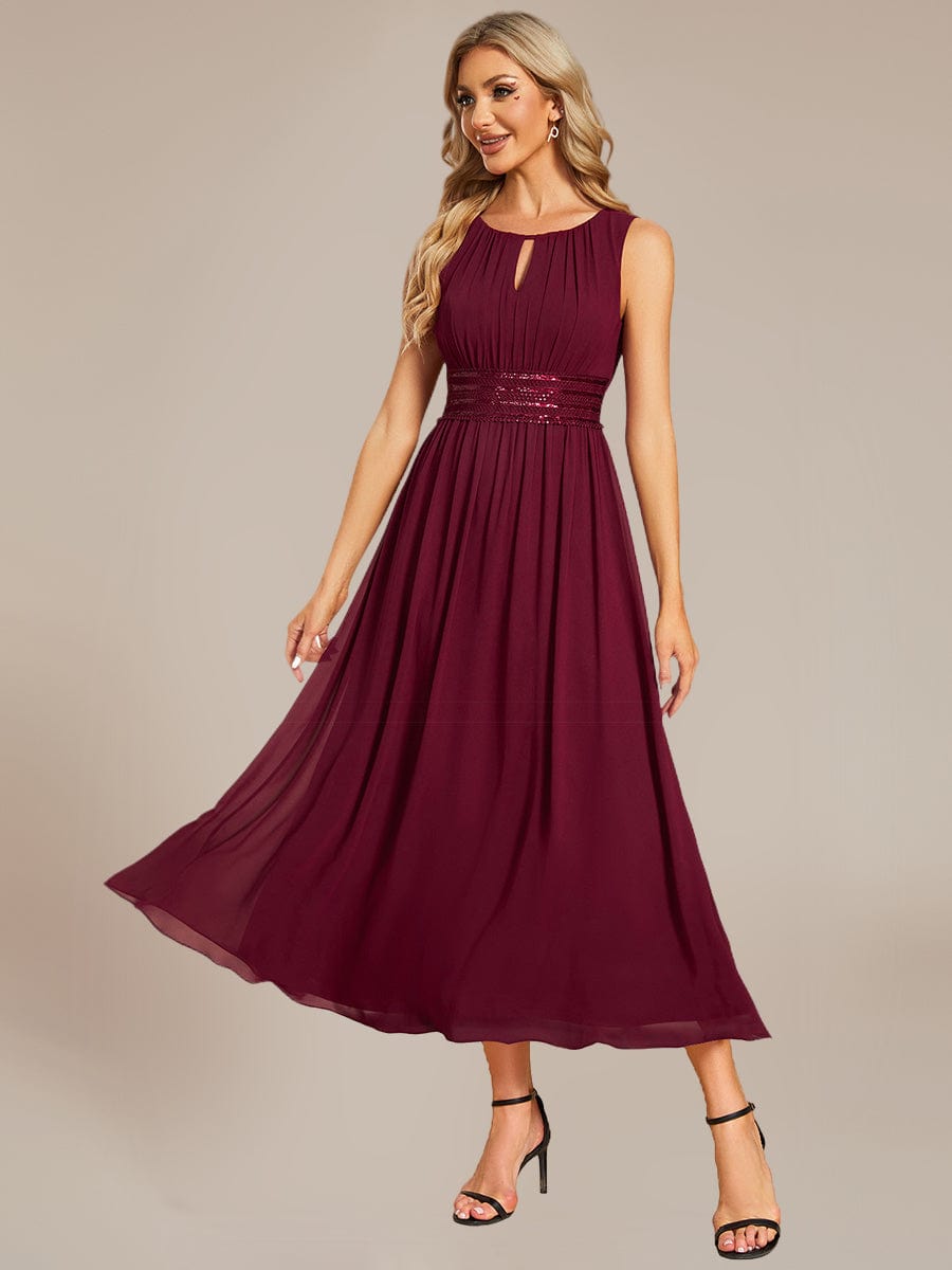 ever LIORAEL|Ruched Chiffon Midi Bridesmaid Dress