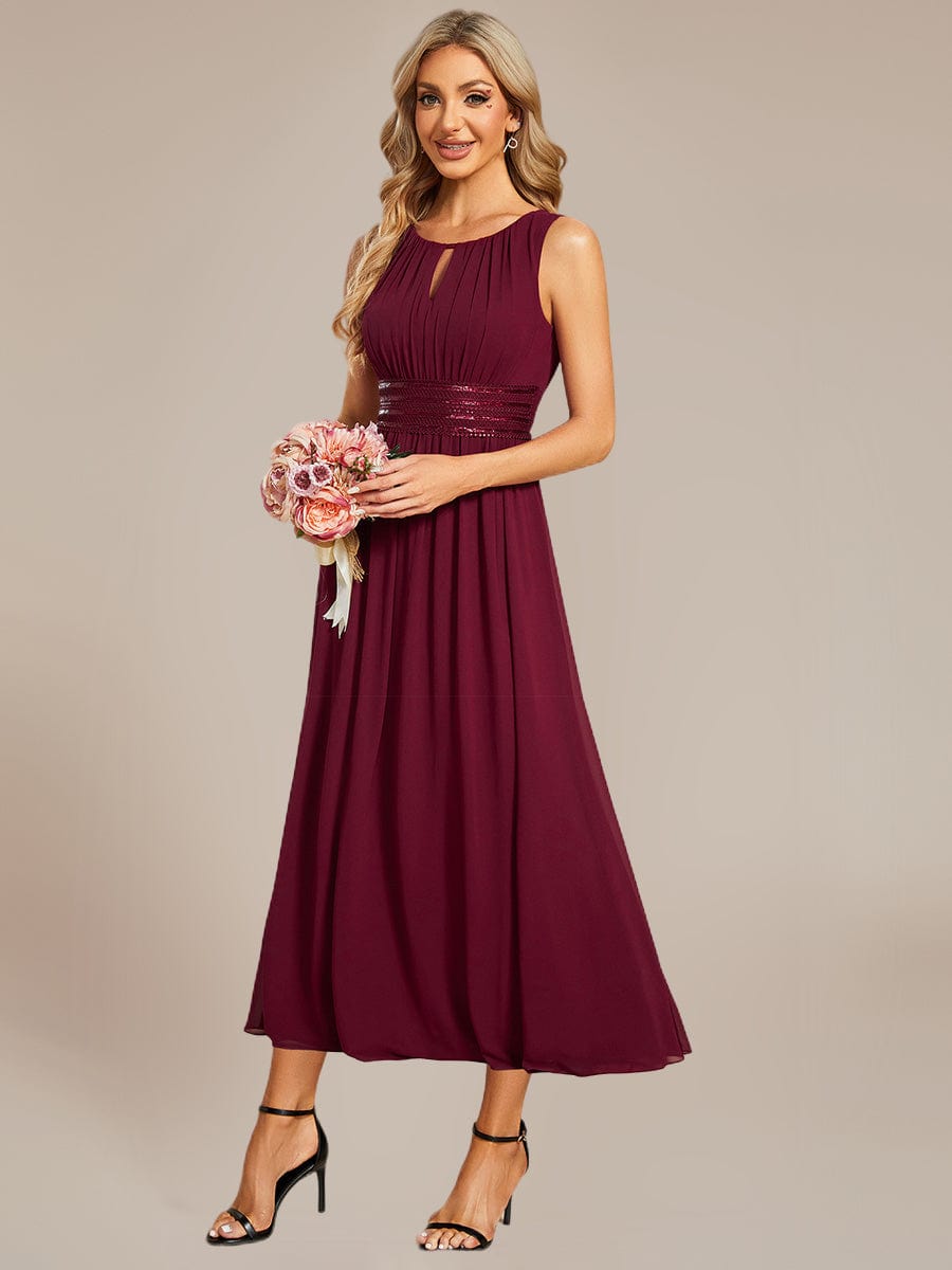 ever LIORAEL|Ruched Chiffon Midi Bridesmaid Dress