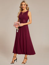 ever LIORAEL|Ruched Chiffon Midi Bridesmaid Dress