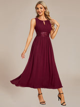 ever LIORAEL|Ruched Chiffon Midi Bridesmaid Dress